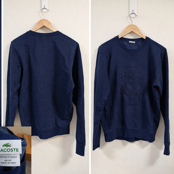 Lacoste Navy Heritage Crest Sweatshirt Size 4 Unisex